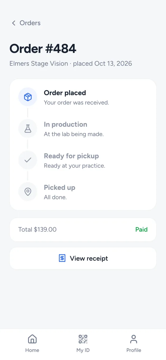 MyEyeGoal order status timeline